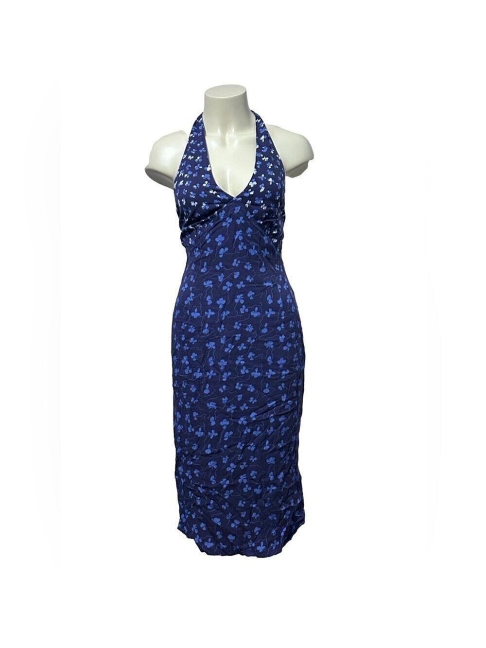 NWT Returnself Blue White Floral Halter Summer Dress Size L